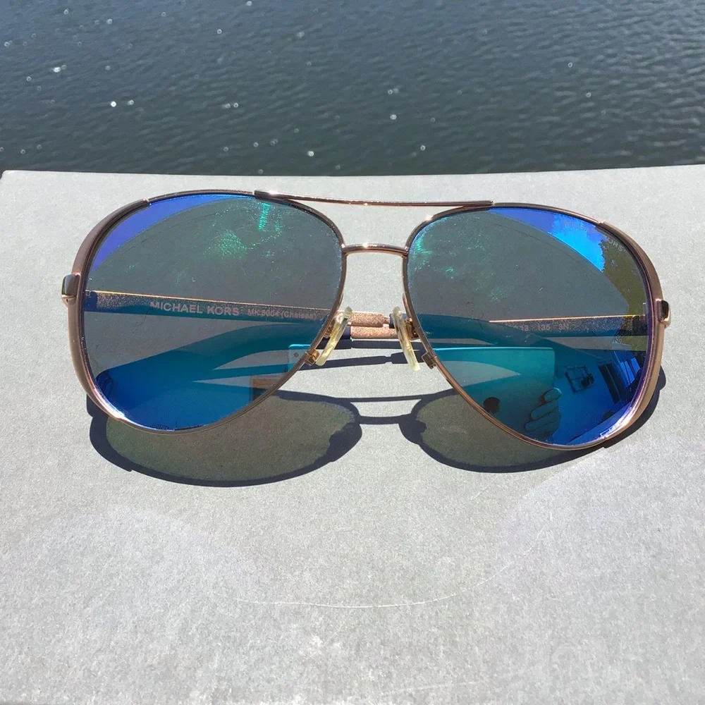 Michael Kors Chelsea Aviator Blue Mirrored Sunglasses MK 5004